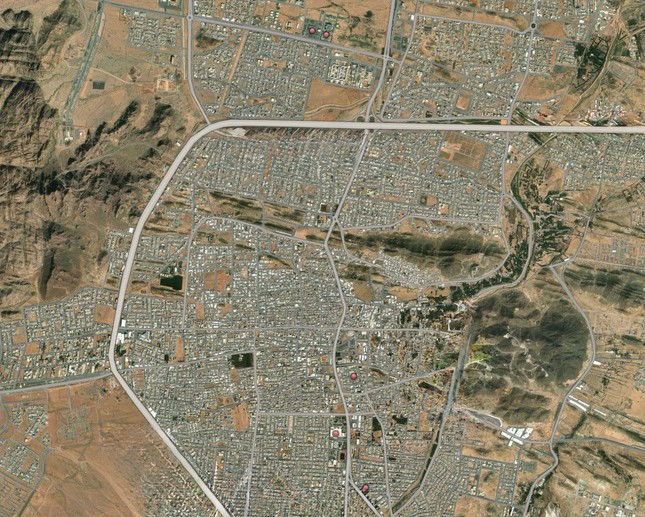 Ageographical map of the city of Hail, Saudi Arabia, showing the locations of the hospitals